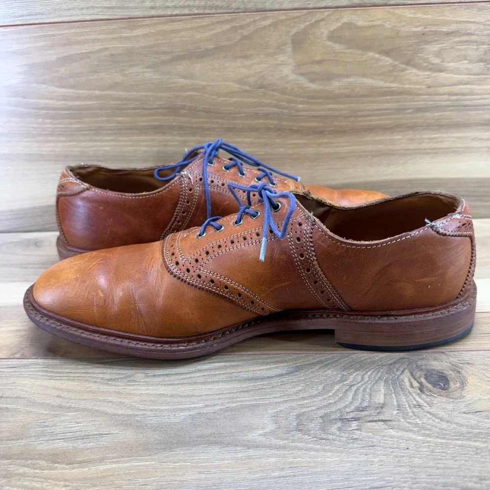 ALLEN EDMONDS Finch Oxfords Saddle Leather Mens 10.5 E Walnut Business Casual